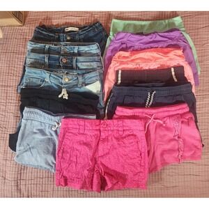 Lot of Girls Shorts Sz 6/6X 13 Pieces Mixed Assorted Denim Dry Fit Knit Assorted